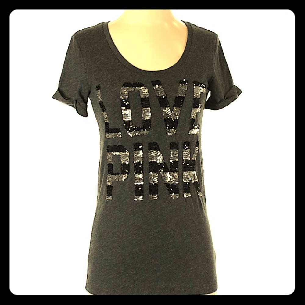 VIctorias secret pink zebra sequin bling tee Small